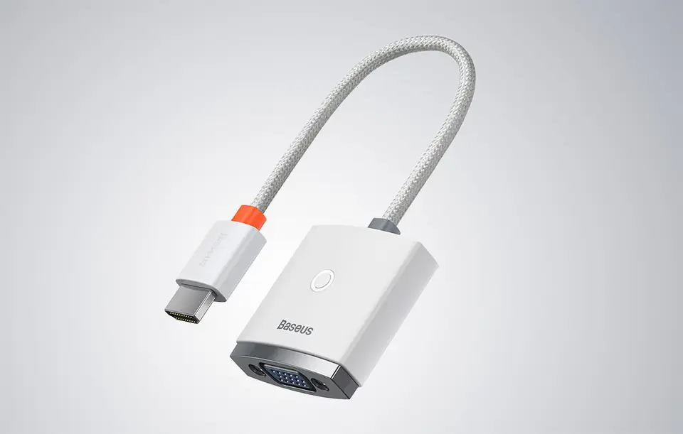 Baseus Lite Series HDMI to VGA Adapter with Audio (White)