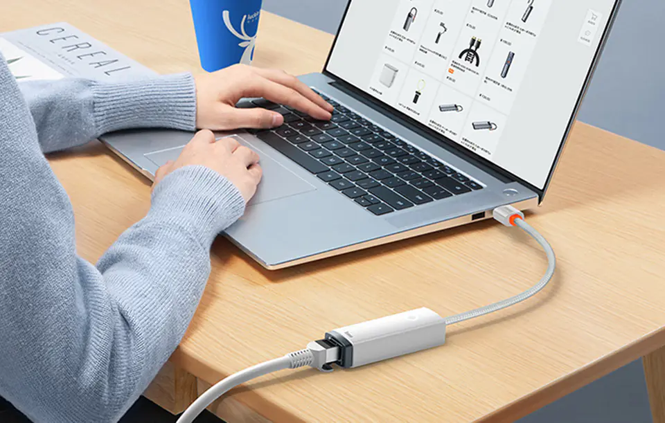 Baseus Lite Series USB to RJ45 Network Adapter, 100Mbps (white)