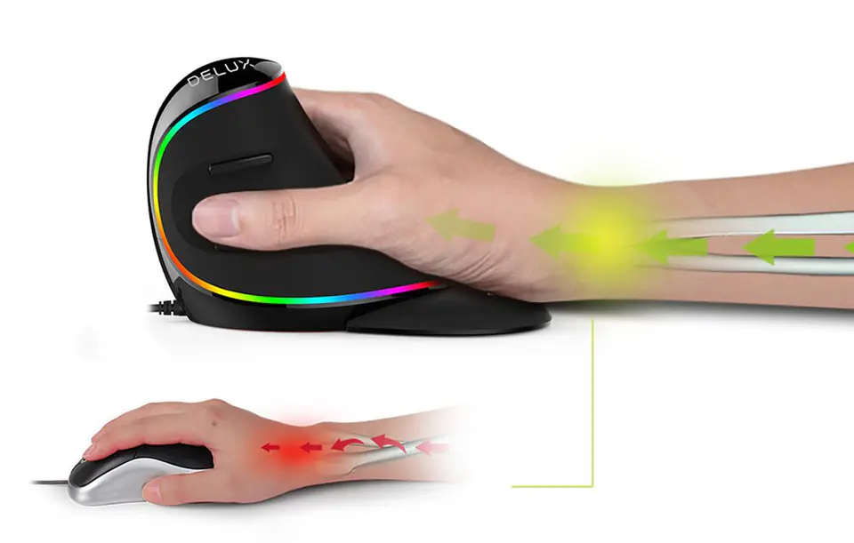 Mysz pionowa Delux M618Plus 4000DPI RGB