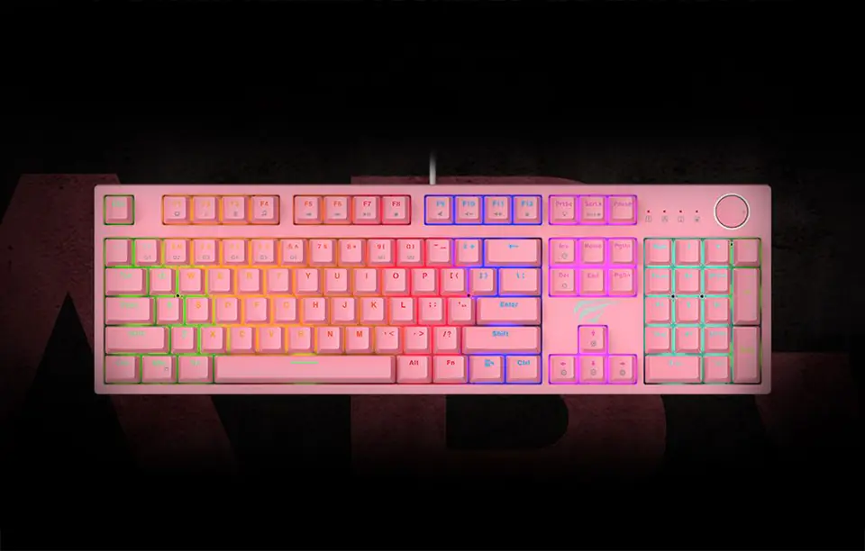 Klawiatura mechaniczna gamingowa Havit KB871L RGB (różowa)