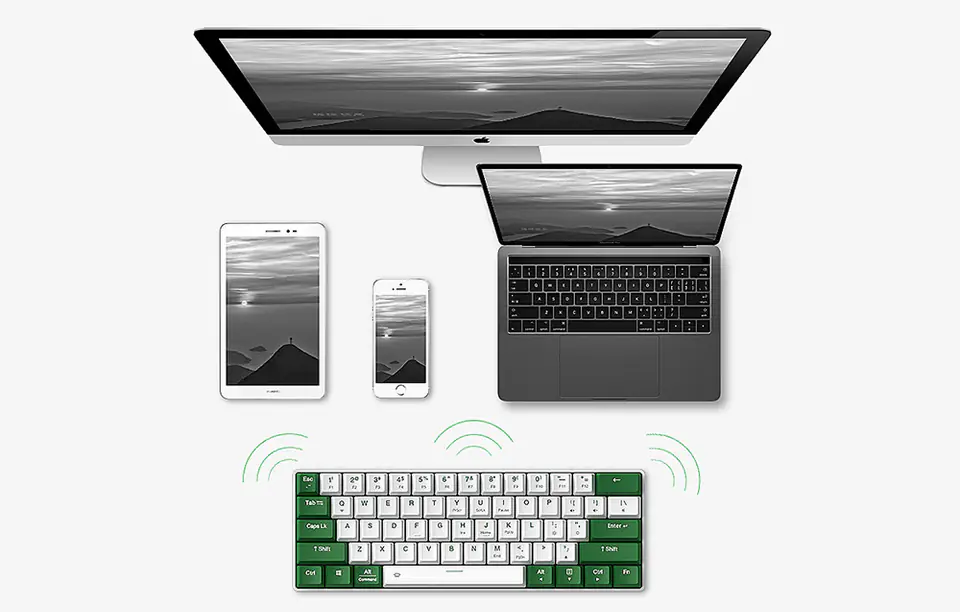 Wireless mechanical keyboard Dareu EK861 Bluetooth (white-green)