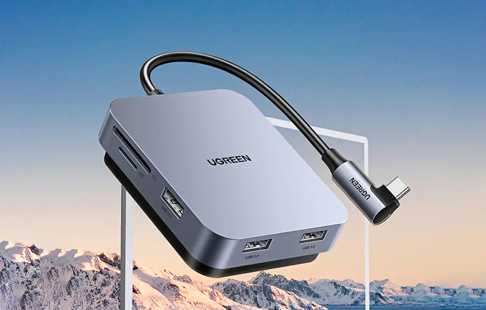 Hub USB-C UGREEN 60377, Adapter 5in1, 3x USB, SD/TF (grey)