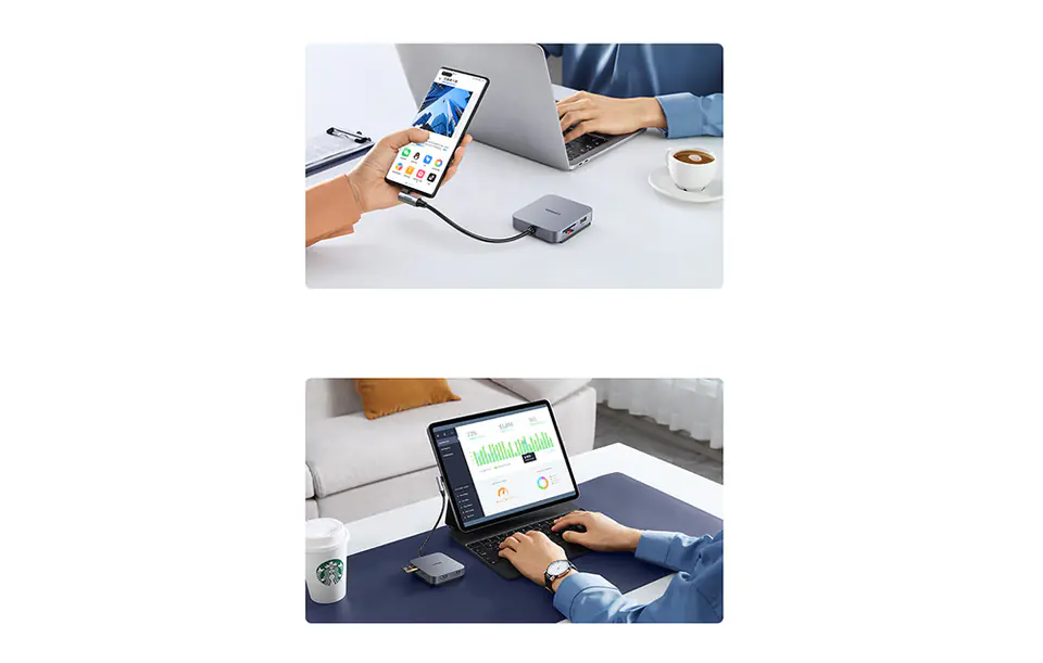 Hub USB-C UGREEN 60377, Adapter 5in1, 3x USB, SD/TF (grey)