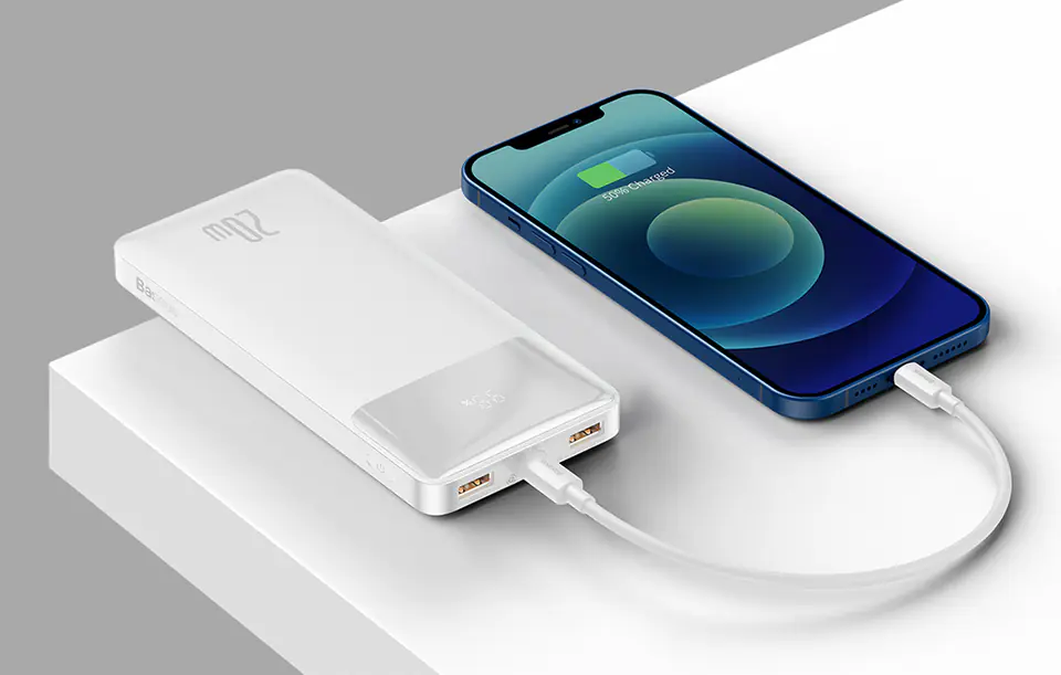 Powerbank Baseus Bipow 10000mAh, 2xUSB, USB-C, 20W (biały)