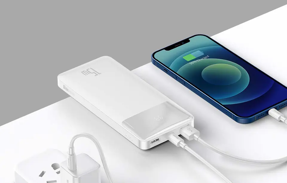 Powerbank Baseus Bipow 20000mAh, 2xUSB, USB-C, 15W (biały)