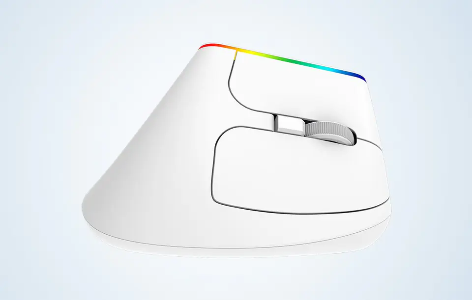 Bezprzewodowa mysz pionowa Delux M618C 2.4G 1600DPI RGB (biała)