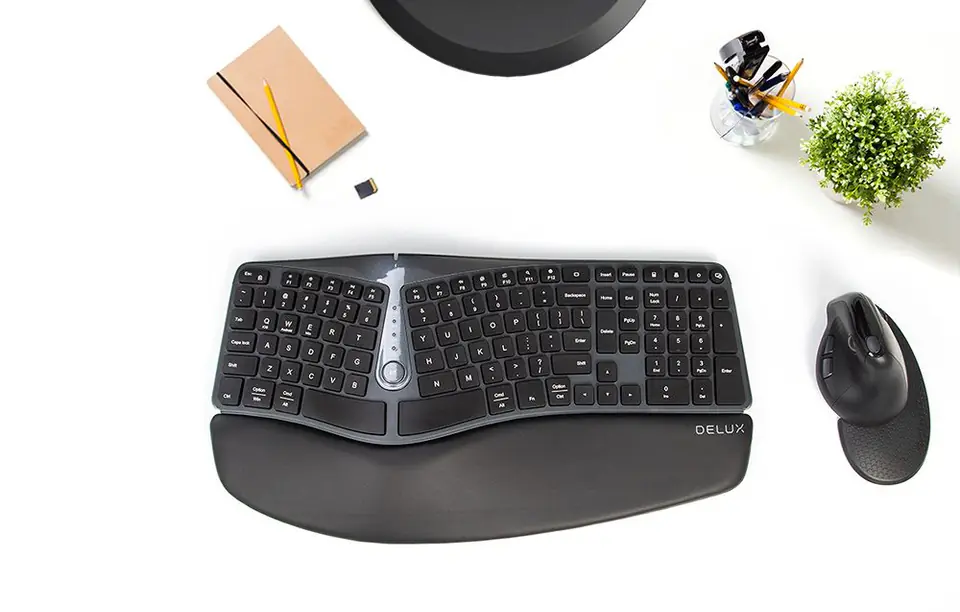 Delux GM901D BT+2.4G Ergonomic Wireless Keyboard (Black)