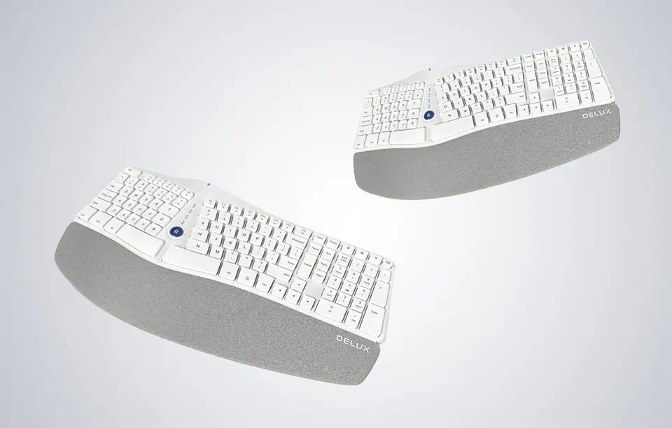 Delux GM901D BT+2.4G Ergonomic Wireless Keyboard (White)