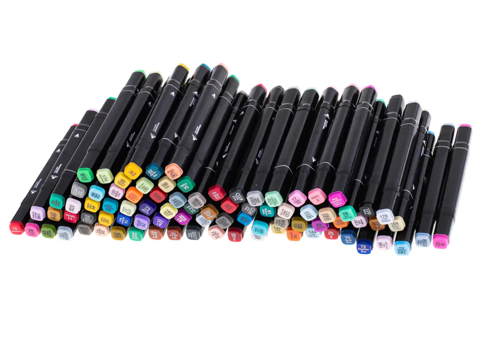 Double-sided alcohol markers in a case of 168 pieces