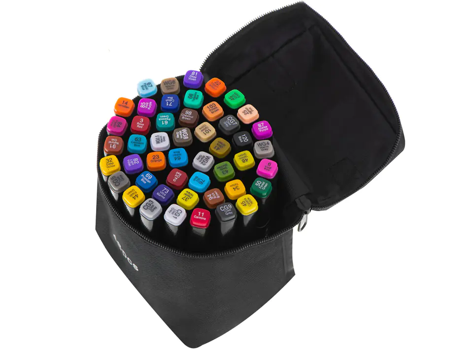 Double-sided alcohol markers in a case of 48 pieces