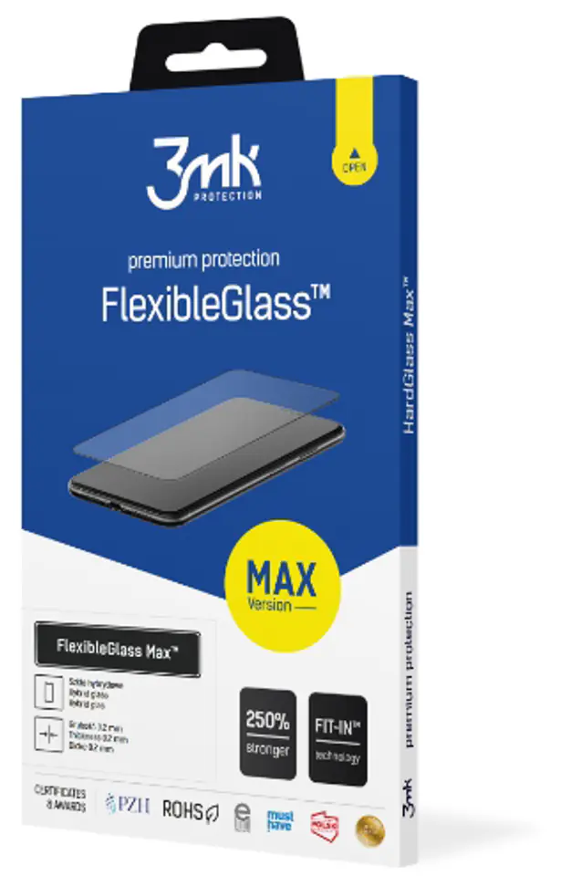 3MK FlexibleGlass Max iPhone Xs Max czarny/black, Szkło Hybrydowe z wzmocnionymi krawędziami