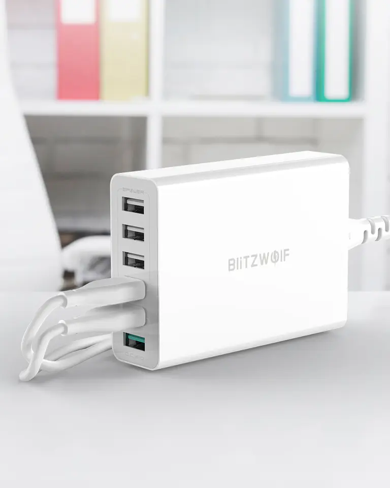 6x USB charger Blitzwolf BW-S15, QC 3.0, 60W (white)