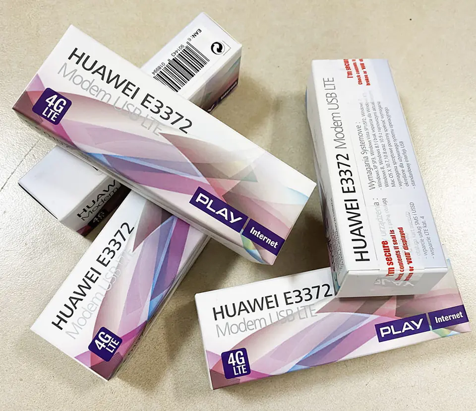 Huawei E3372s zdjęcie real sprzedawanych nowych modemów w zaplombowanych opakowaniach