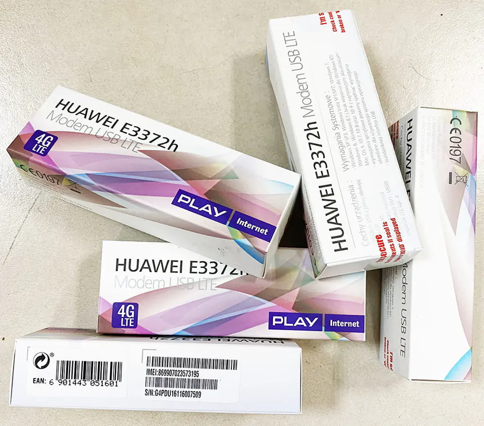 Huawei E3372h zdjęcie real sprzedawanych nowych modemów w zaplombowanych opakowaniach
