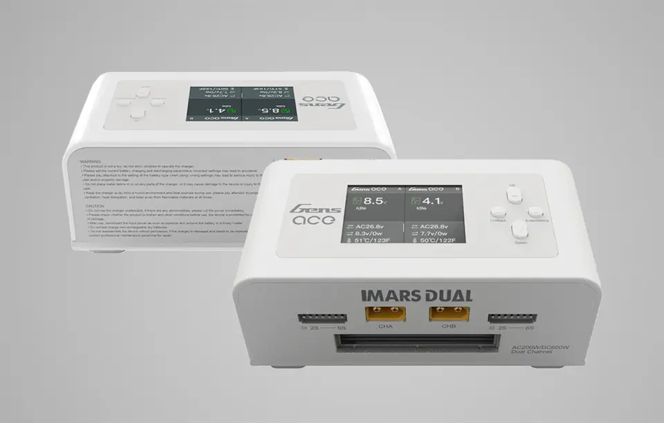 Ładowarka GensAce IMARS Dual Channel AC200W/DC300Wx2 (Biały)