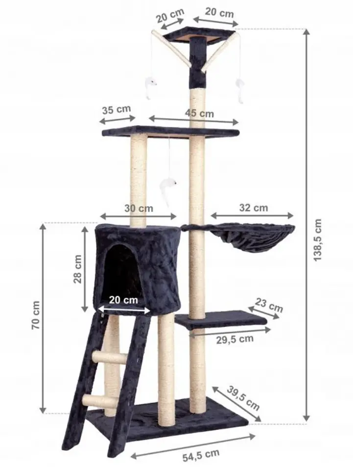 Drapak dla kota domek drzewo legowisko 138 cm XL szary Petsi