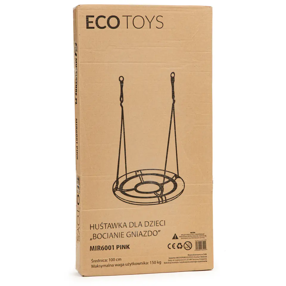 Huśtawka ogrodowa bocianie gniazdo 100cm ECOTOYS różowa