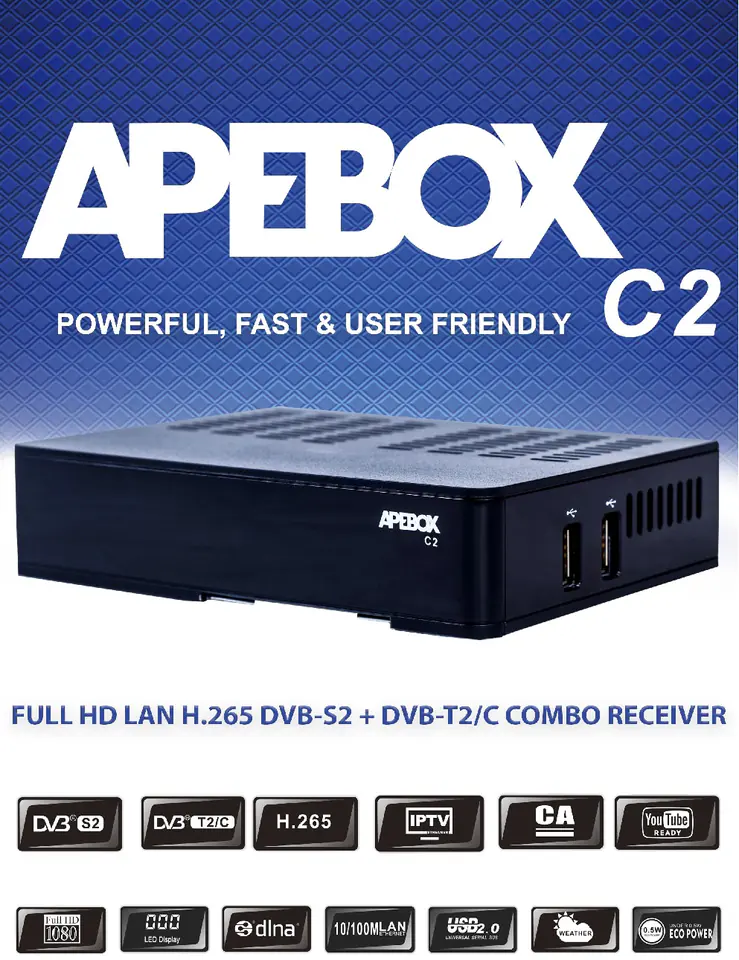 APEBOX C2 COMBO S2X DVB-T2/C H.265 IPTV AiO