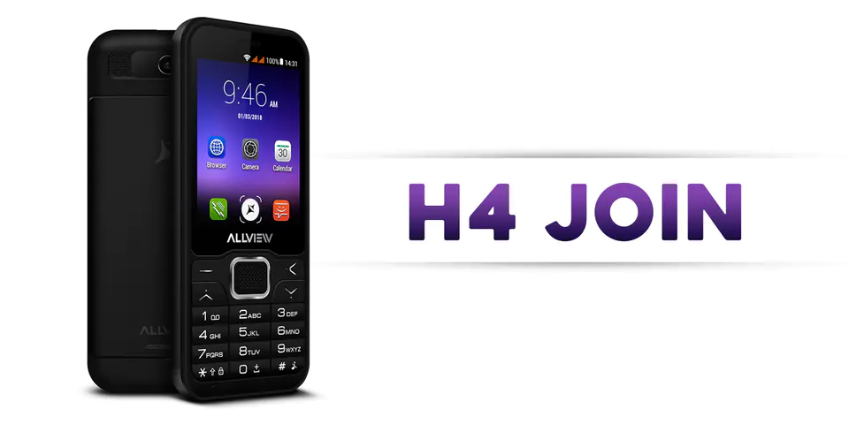 Allview H4 Join Black, 2.8 ", TFT, 240 x 320 pixels, 256 MB, 512 MB, Dual SIM, 3G, Bluetooth, 4.0, Built-in camera, Main camera
