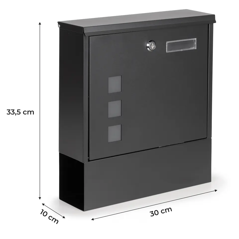 Mailbox for letters, leaflets, anthracite newspaper holder;