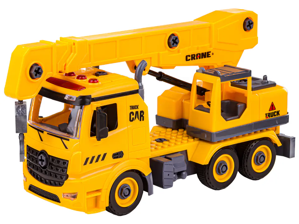 Ciężarówka 3w1, Samochód Ciężarowy Do Rozkręcania, Betoniarka, Koparka, Dźwig Z Hakiem