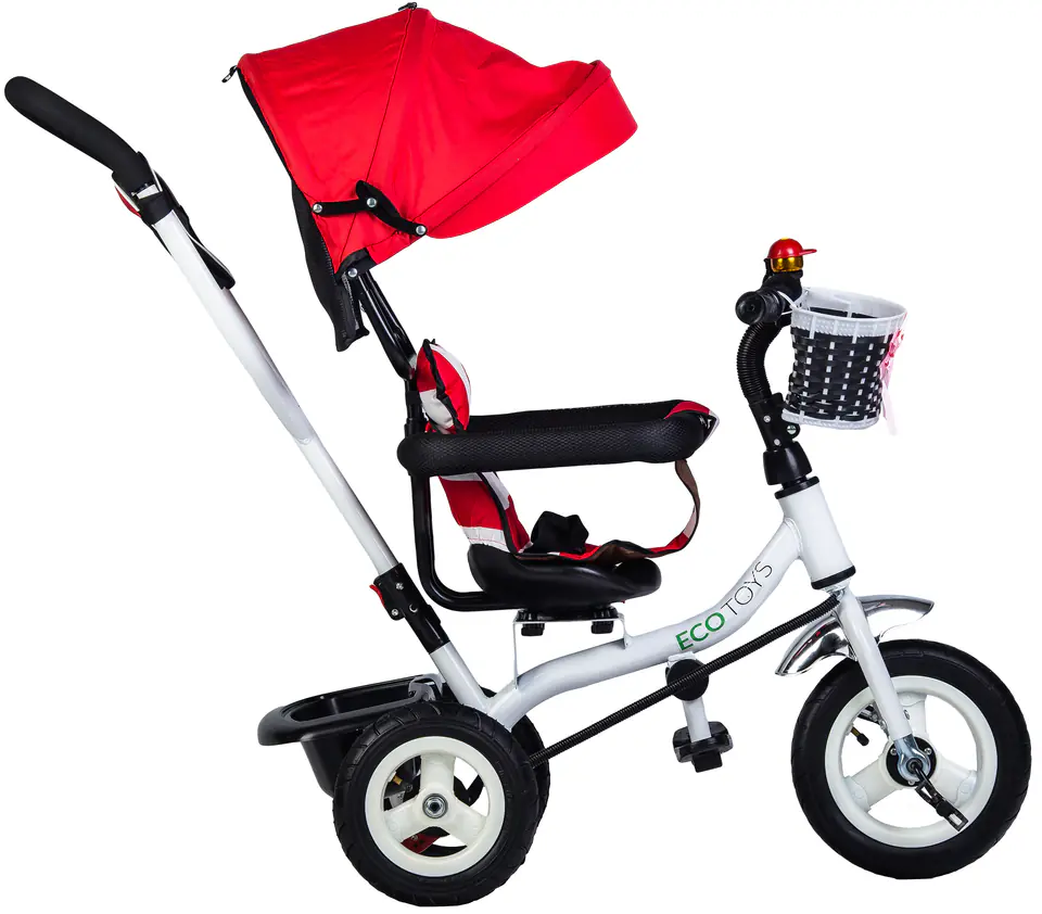 Tricycle Riding Cart Rotating Red & White Ecotoys