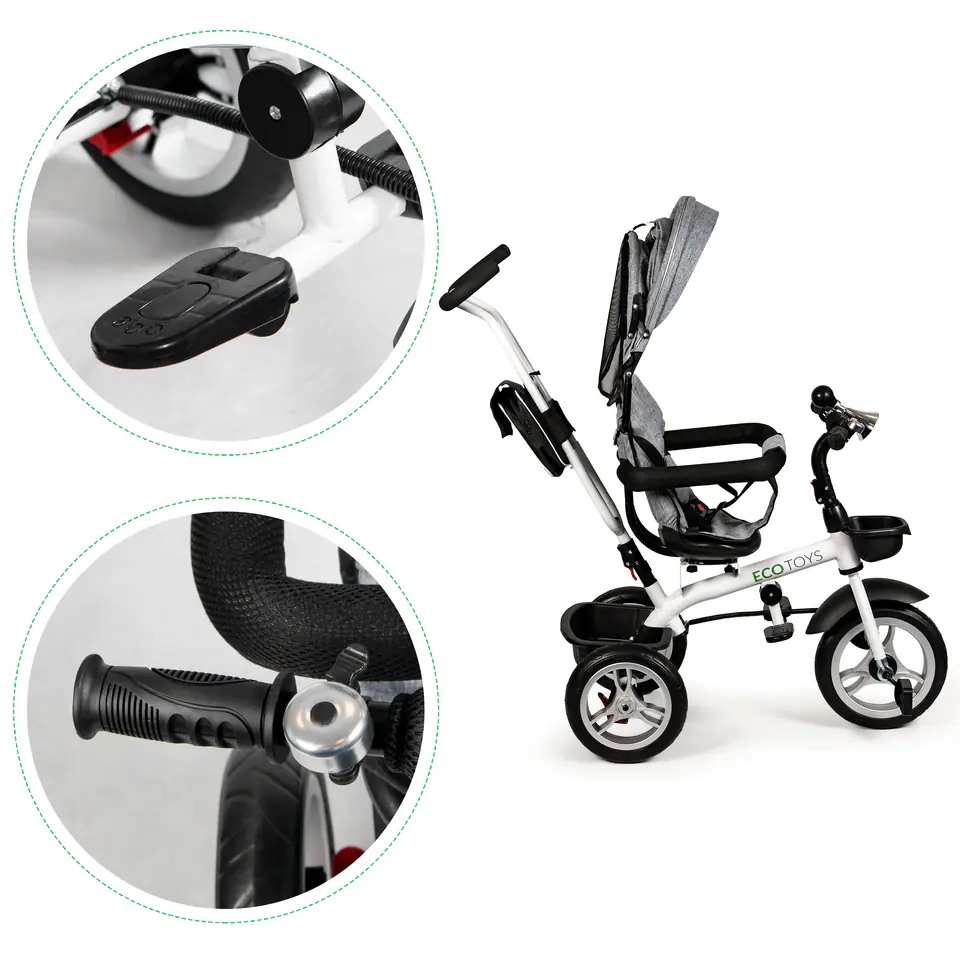 Rotary tricycle 360° Grey with visor