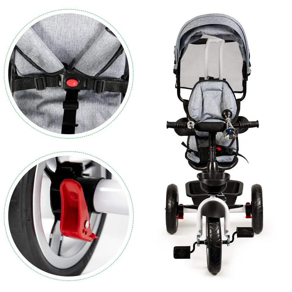 Rotary tricycle 360° Grey with visor