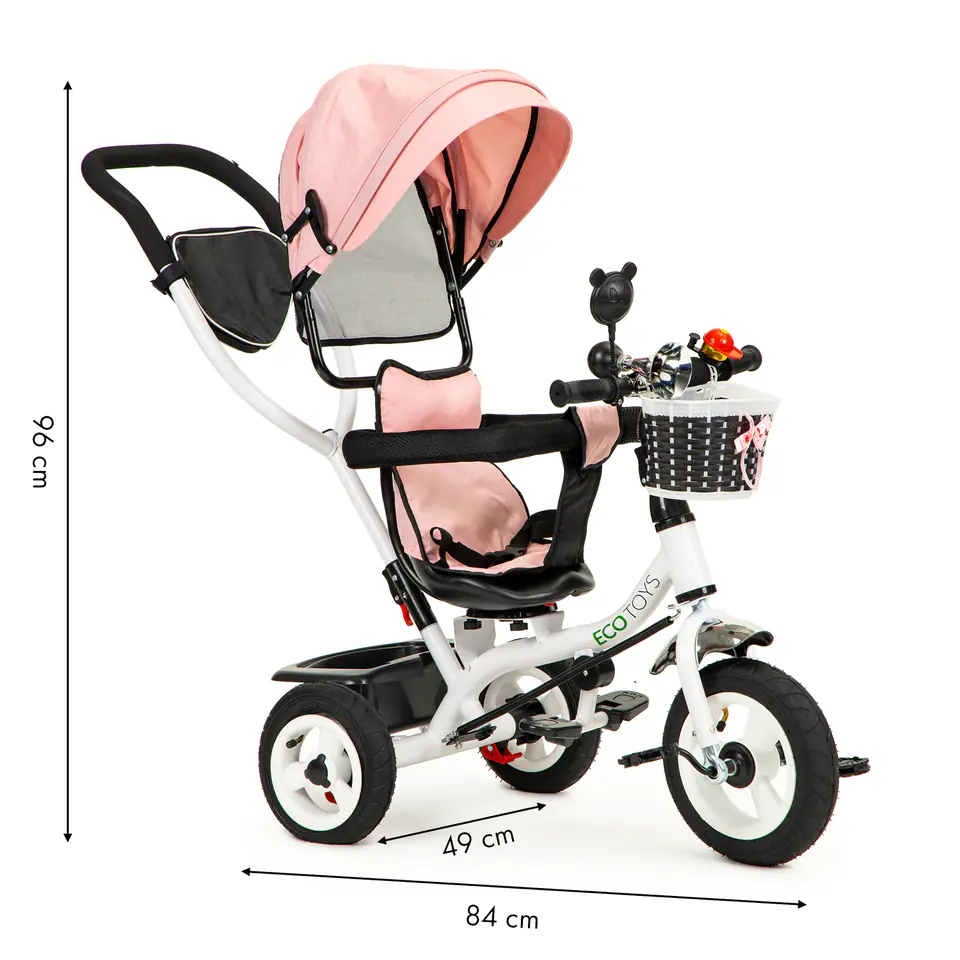 Tricycle rotated canopy inflatable wheels
