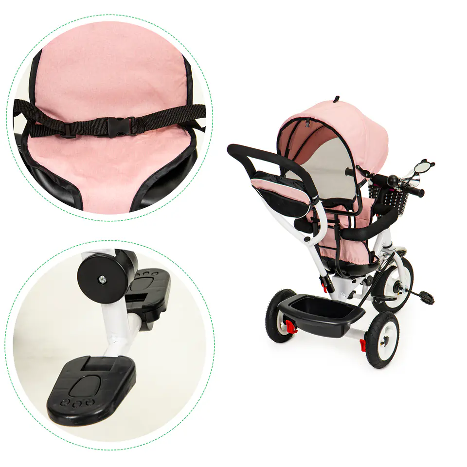 Tricycle rotated canopy inflatable wheels