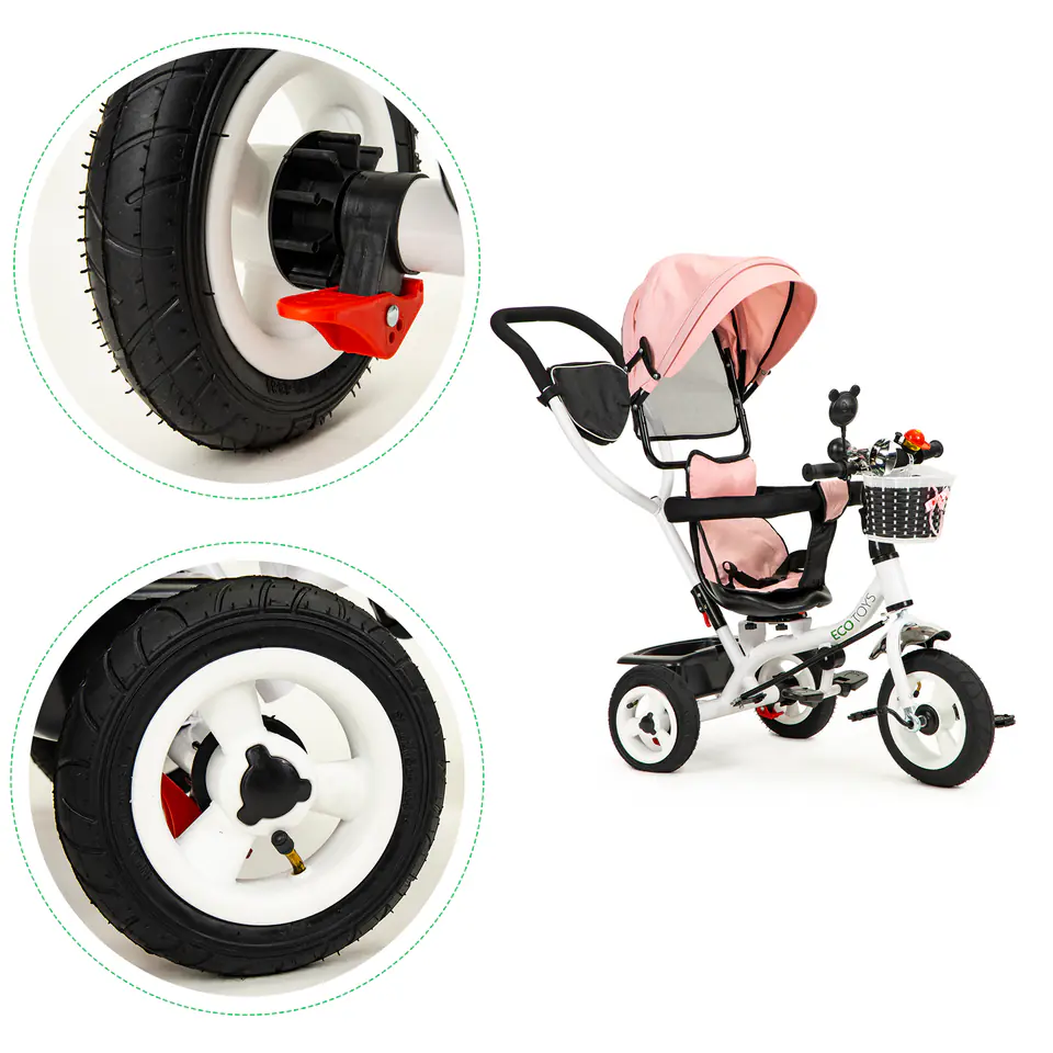 Tricycle rotated canopy inflatable wheels