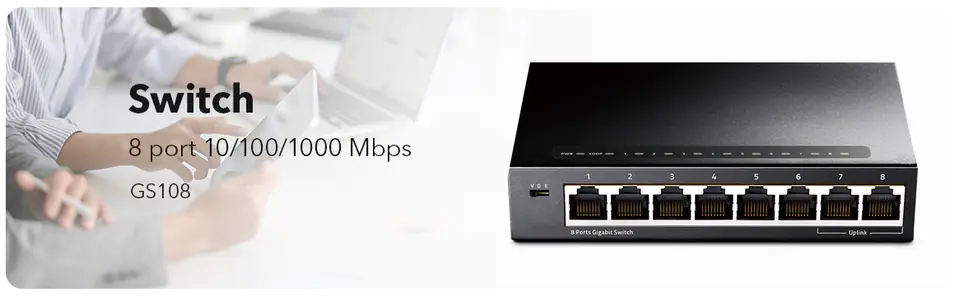 SWITCH LAN 8-port GS108 1Gbps 10/100/1000 metal