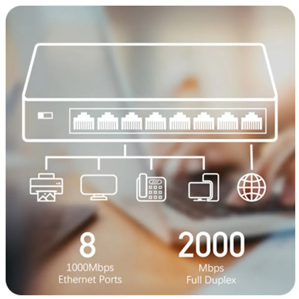 SWITCH LAN 8-port GS108 1Gbps 10/100/1000 metal