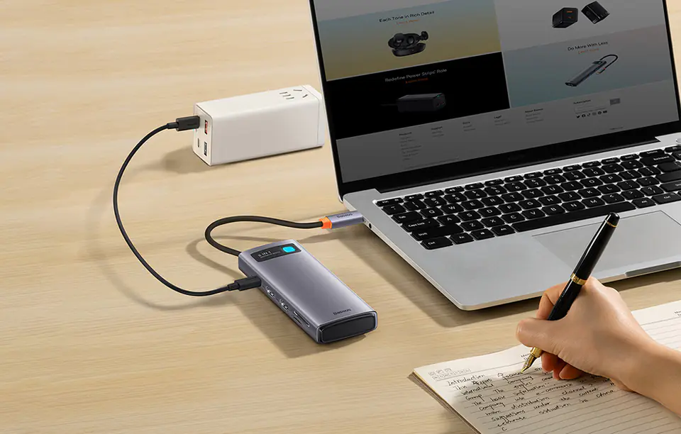 Baseus Metal Gleam Series 8in1 Hub, USB-C to 3x USB 3.0 + 2x HDMI + USB-C PD + microSD/SD