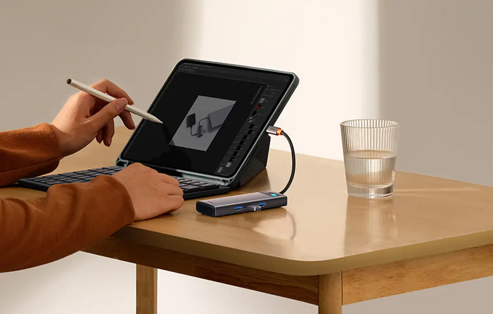 Baseus Metal Gleam Series 8in1 Hub, USB-C to 3x USB 3.0 + 2x HDMI + USB-C PD + microSD/SD