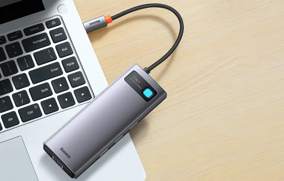 Baseus Metal Gleam Series 7in1 Hub, USB-C to 3x USB 3.0 + HDMI + USB-C PD + VGA + RJ45 Ethernet