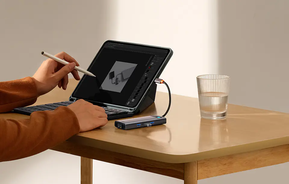 Baseus Metal Gleam Series 7in1 Hub, USB-C to 3x USB 3.0 + HDMI + USB-C PD + VGA + RJ45 Ethernet