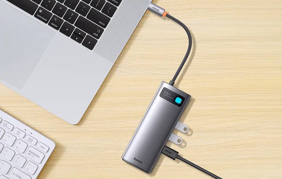 Baseus Metal Gleam Series 6in1 Hub, USB-C to 3x USB 3.0 + USB-C PD + microSD/SD