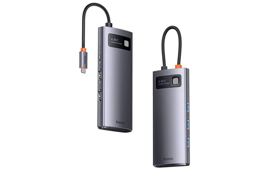 Baseus Metal Gleam Series 6in1 Hub, USB-C to 3x USB 3.0 + USB-C PD + microSD/SD