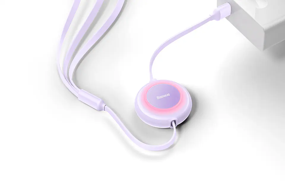 Kabel USB 3w1 Baseus Bright Mirror 2, micro USB / Lightning / USB-C, płaski, 3.5A, 1.1m (fioletowy)