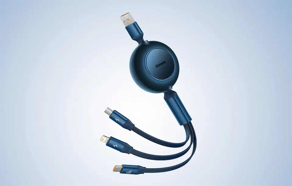Baseus Bright Mirror 3 USB Cable 3, micro USB / Lightning / USB-C, 66W / 2A, 1.1m (blue)