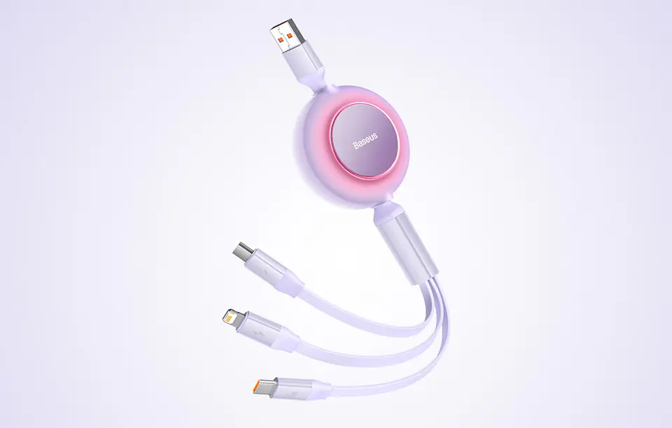 Baseus Bright Mirror 3 USB 3 cable, micro USB / Lightning / USB-C, 66W / 2A, 1.1m (purple)