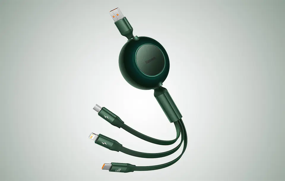 Baseus Bright Mirror 3 USB Cable, Micro USB / Lightning / USB-C, 66W / 2A, 1.1m (Green)