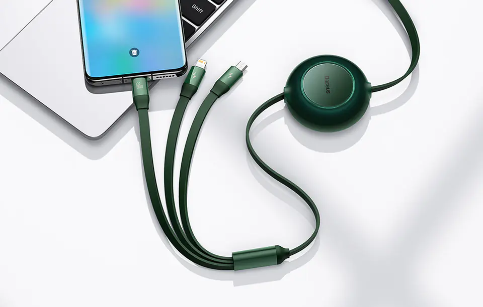 Baseus Bright Mirror 3 USB Cable, Micro USB / Lightning / USB-C, 66W / 2A, 1.1m (Green)