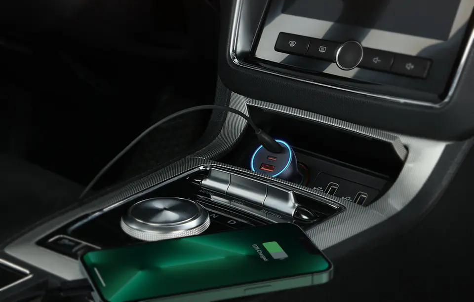 Baseus Golden Contactor Pro Car Charger, 2x USB-C, 1x USB, 65W (grey)