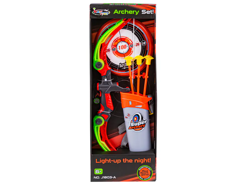 Zestaw Łuczniczy, Łuk Świecący W Ciemności + Akcesoria, Strzały, Tarcza