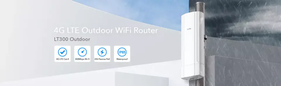 CUDY ROUTER DA ESTERNO CON SIM TELEFONICA 4G LTE N300 IP65 ALIMENTATORE POE  INCLUSO