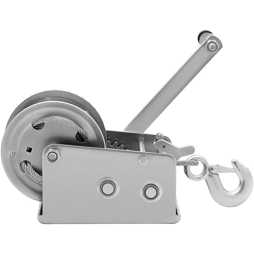 Winch: rope winch, manual crank with latch 10 m 1100 kg