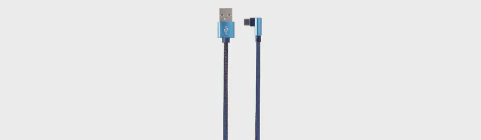 USB 2.0 cable - type C (AM/CM) 1m textile braid Gembird angle connector