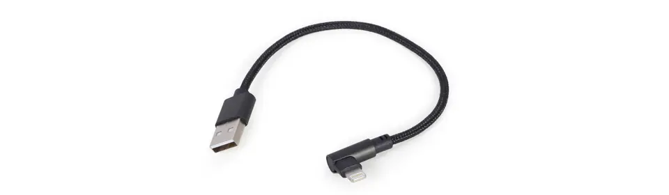 GEMBIRD KABEL KĄTOWY USB 2.0 DO 8-PIN 0.2M CZARNY OPLOT